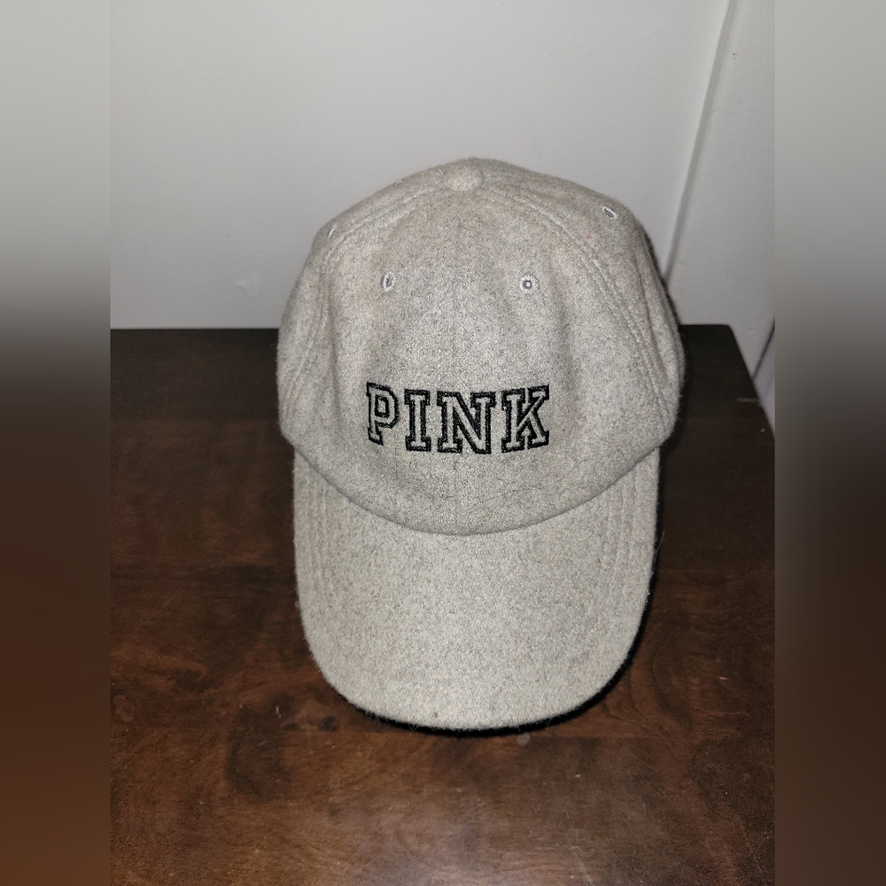 Pink By Victoria's Secret Light Gray Felt Adult Casual Baseball Hat